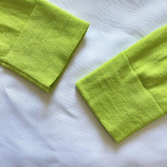 J LINDEBERG WOMEN'S MERINO FINE WOOL BLEND ZIP UP SWEATER IN LIME GREEN - M - Picture 9 of 11